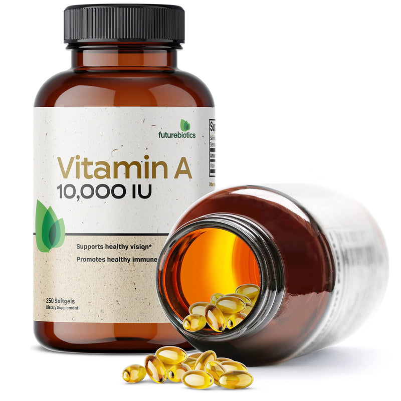 Futurebiotics Vitamin A 10,000 IU Premium Non-GMO Formula Supports Healthy Vision & Immune System and Healthy Growth & Reproduction, 250 Softgels - BeesActive Australia