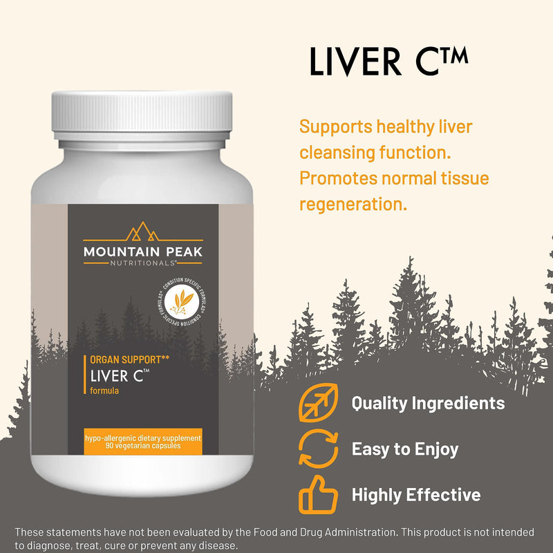 Mountain Peak Nutritionals Liver C Milk Thistle Turmeric 90ct | Siliphos Milk Thistle, Turmeric & Mushroom Blend; Supports Healthy Liver Function, Detox & Energy; Vegetarian Capsules 90 Count (Pack of 1)