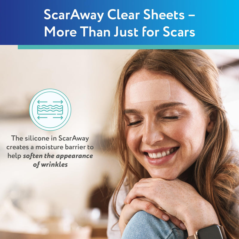 ScarAway Advanced Clear Silicone Scar Sheets, Medical Grade Silicone Strips (1.5" x 3") Scar Treatment and Prevention for Surgical, Burn, Body, Hypertrophic & Keloid Scar Treatment, 10 Clear Sheets 10 Count (Pack of 1)