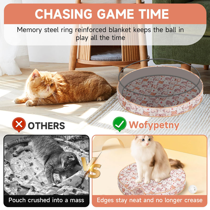 Interactive Cat Toys Ball, Fast Moving in Pouch, Motion Activated Moving Ball Hide and Seek Game, Music, Recording Cat Toy Jumping Ball for Indoor Cat Chase Exercise, 28 Inch Play Mat - BeesActive Australia