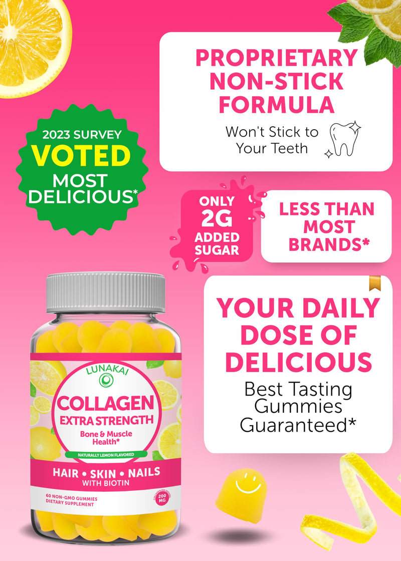 Lunakai Vitamin C and Collagen Gummies Bundle - 300mg Organic, Non-GMO, Vegan VIT C Chewable Gummy - Anti Aging Supplements for Men & Women - 30 Days Supply