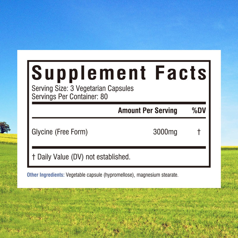 Innate Vitality Glycine Supplements, 3000mg per Serving, Bioavailable Form, Sleep, Relax, Collagen Glutathione Production, Non-GMO, Conditionally Essential Amino Acids, Vegan, 240 Capsules