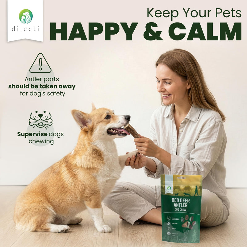 Premium Natural Deer Antlers For Dogs - Rich in Proteins & Minerals - Durable, Long Lasting Dog Chew for Dental Care, Teething, and Boredom - Spilt S (28-50g), pack of 3 S (pack of 3) - Spilt / Half