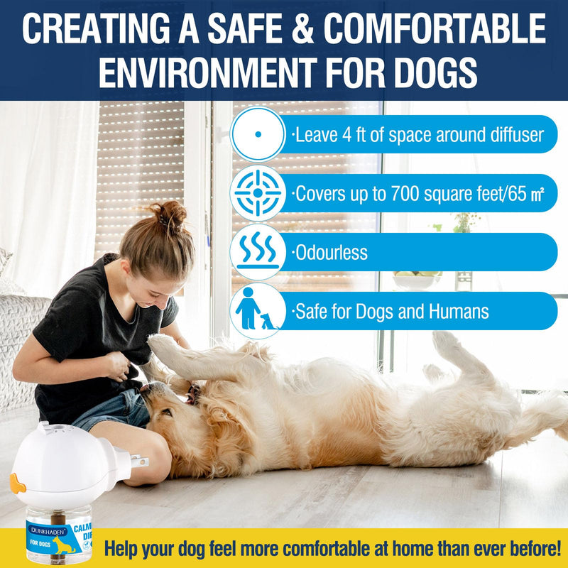 Dog Calming Pheromone Diffuser for Relief Anxiety, Reducing Barking, Attacks and Combating Stress & 3 in 1 Calming Diffuser for Dogs 48ML 2 Refills Fit All Dogs - PawsPlanet Australia
