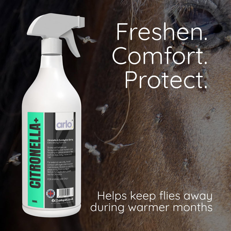Citronella+ Fly Spray for Horses 500ml – Powerful Insect Protection | Long-Lasting Coat Spray for Horses & Ponies | Fast-Acting & Easy to Use | Summer Horse Care Essential