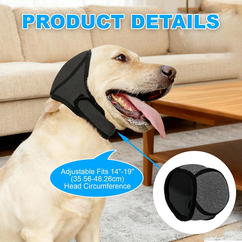 2Pcs Dog Ear Defenders Noise Cancelling Muffs, Snood for Firework Relief | Waterproof, for Swimming/Grooming/Bonfire Night Calming, Adjustable Pet Ears (Gray,M)