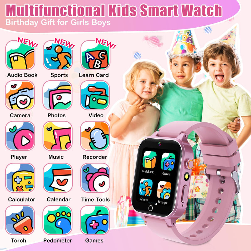Zeacool Kids Smart Watch, Smart Watch Toys with 39 Games, Camera Video Recorder Music Alarm Calculator Calendar Pedometer Stopwatch Flashlight Gift Toys for 3-12 Years Old Boys and Girls (Pink) Pink - BeesActive Australia