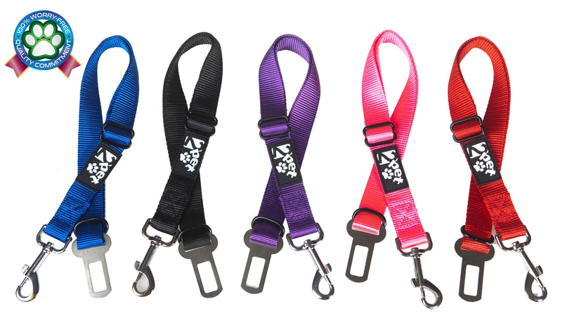 2PET Dog Seat Belt Strap Adjustable - Dog Car Seatbelt for All Dog Breeds & Sizes - Fits Seatbelt Latches of most Car Makes Buckles- 21" to 32" Dog Seatbelt – Rawhide Red, Pack of 2 - BeesActive Australia