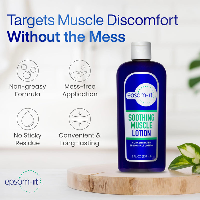 Epsom-It Soothing Muscle Magnesium Lotion – Epsom Salt Topical Cream with Arnica and Magnesium Sulfate - Designed for Muscle Stiffness, Leg Cramps, Feet, Knees and Achy Feet - 8.0 oz 8 Fl Oz (Pack of 1) - BeesActive Australia