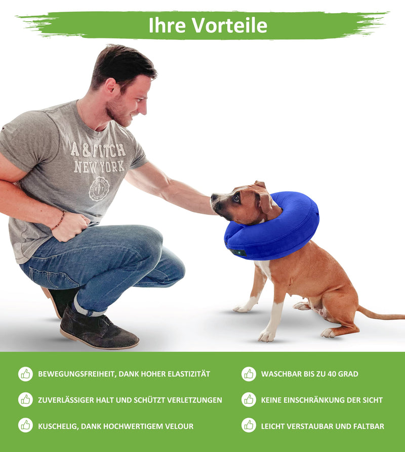 MC-Royal®Premium Neck Brace - Inflatable Premium Neck Brace for Dogs and Cats [Reliable Protection] - Dog Neck Brace - Dog Collar Leak Protection - Cat Neck Brace - Leak Protection Dog - Blue - Size L - BeesActive Australia