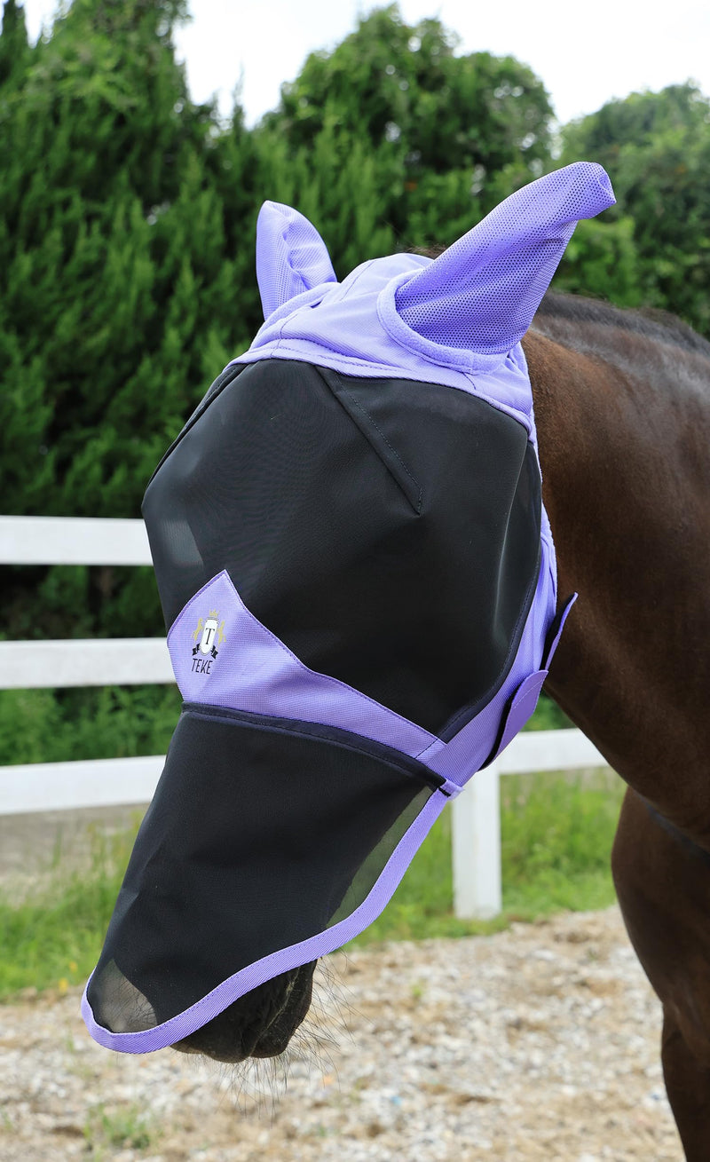 Fine Mesh Horse Fly Mask w/Ears & Nose, UV blocking 3D Eye Visor with extra fleece cushioned forehead, Protection from Insect Pests - BeesActive Australia
