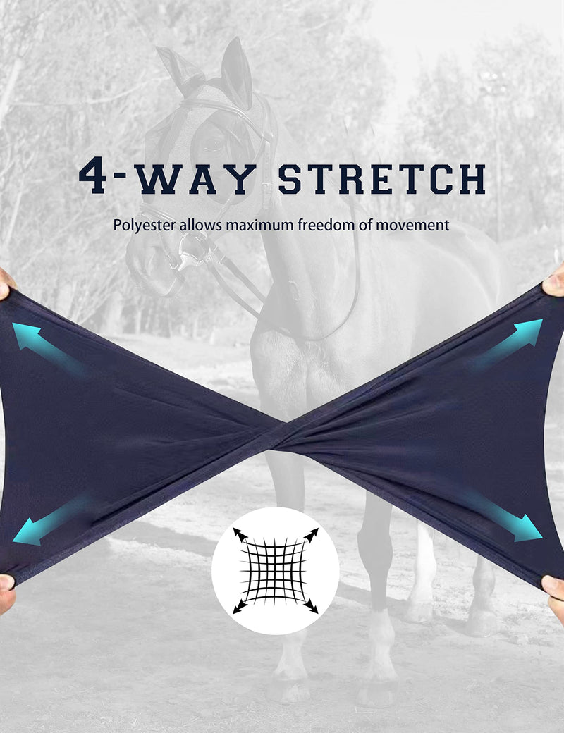 Horse Fly Mask with Ears, UV Protection Fly Mask for Horses, Elasticity Fly Mask with Big Mesh Eye Covers, Snug Fitting Comfortable Breathable Lightweight Fly Mask Horse Navy Cob Medium - BeesActive Australia