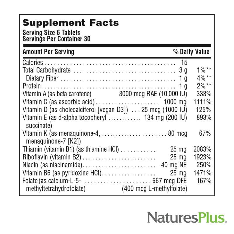 NaturesPlus Source of Life No Iron - 180 Mini-Tabs - Multivitamin & Mineral Supplement - Supports Natural Energy & Overall Well-Being - Gluten Free, Vegetarian - 30 Servings 180 Count (Pack of 1)