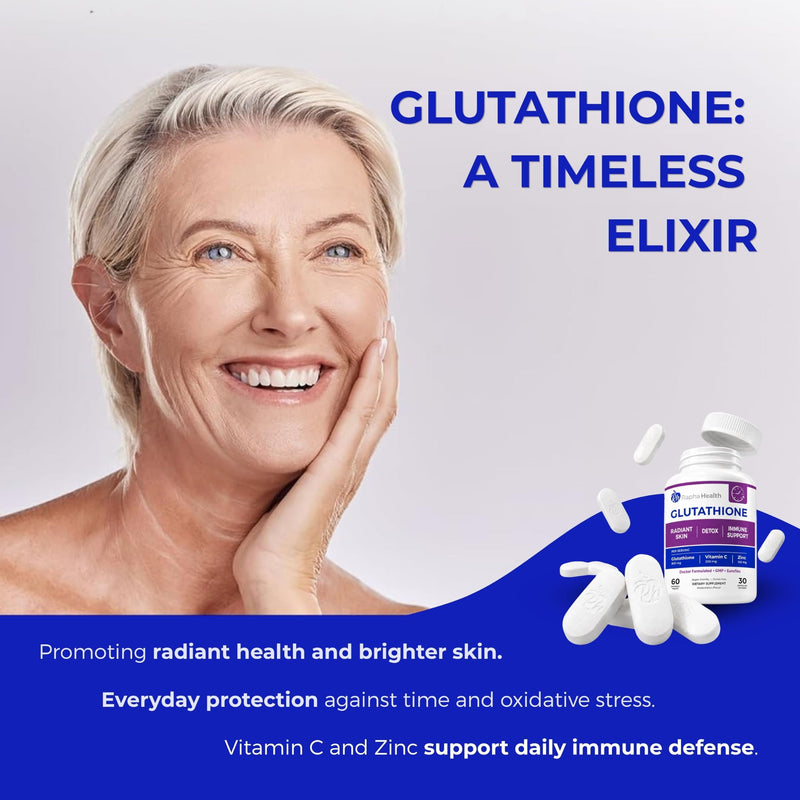Glutathione Supplements with Vitamin C & Zinc | Advanced Antioxidant | Each serving delivers 300 mg of Vitamin C and 100 mg of Zinc - Immune Support 60 Count (Pack of 1)