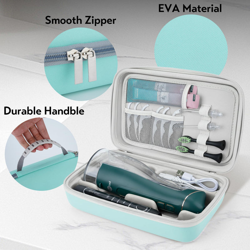 Water Flosser Travel Case, Portable Oral Irrigator Organizer, Sturdy Storage Case for Flosser, Electric Toothbrush, Toothpaste and Irrigator Accessories (Case Only) - Green - BeesActive Australia