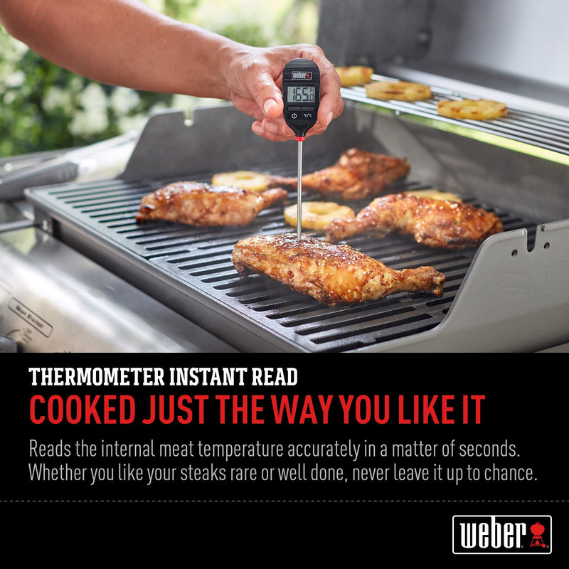 Weber Instant‑Read Thermometer Probe, Black/Silver – Fast Digital Grill & Kitchen Thermometer with 15‑Second Readout, Auto Shutoff & Fahrenheit/Celsius Options Single - BeesActive Australia