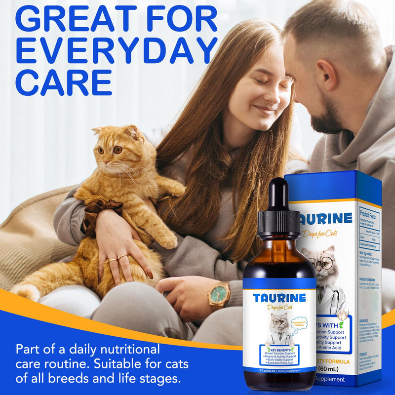 Taurine Liquid Drops for Cats 60ml | High-Purity Essential Nutrient Supplement | Supports Heart & Eye Health | Easy Absorption | No Additives Cat