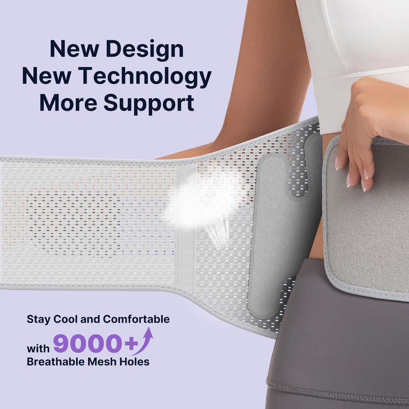 Fit Geno Back Brace for Lower Back Pain Women: Adjustable Lumbar Support Brace for Pain Relief - Breathable Waist Belt for Comfort - L/XL Purple