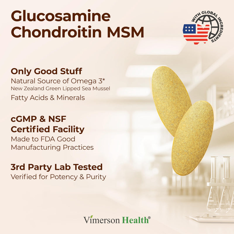 Glucosamine Chondroitin MSM – Advanced Joint Supplements for Women and Men w/Multivitamins & Minerals - Glucosamine Sulfate 1000mg, Chondroitin Sulfate & MSM for Cartilage & Joint Support – 60 Tabs Glucosamine + Vitamins & Minerals