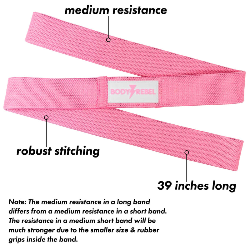 Long Resistance Band | Pink Medium Resistance Fabric Exercise Band Ideal for Strength Training, Stretching, Home Workouts, & Gym Workout - BeesActive Australia