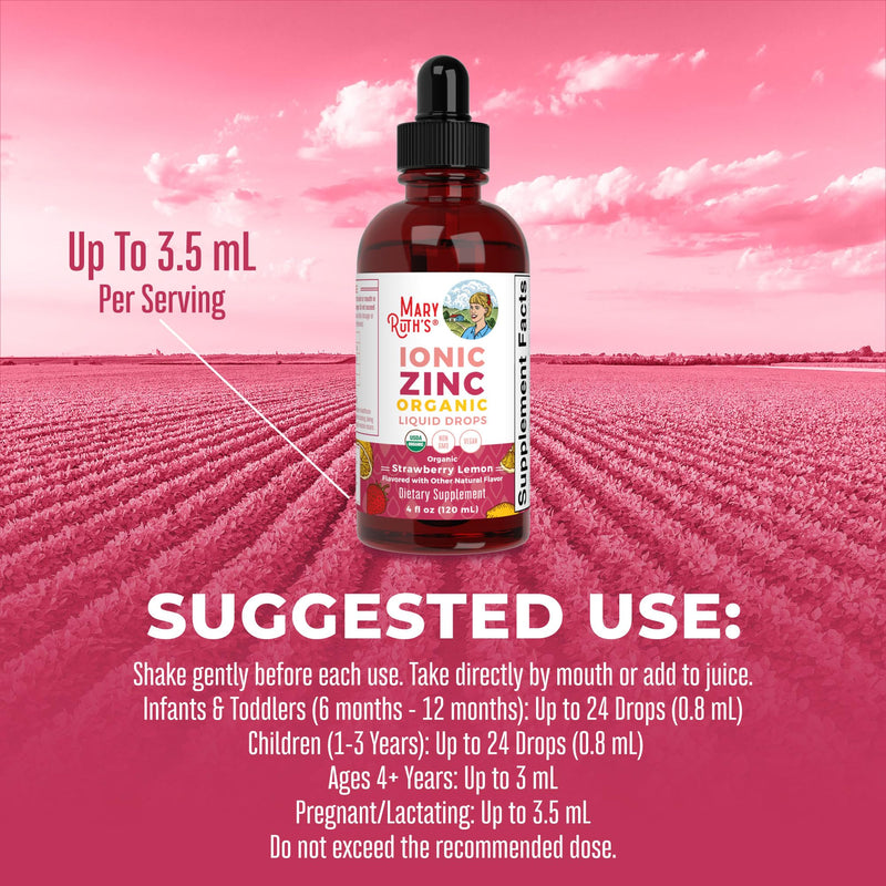 MaryRuth Organics Strawberry Lemon Ionic Zinc, 4 FZ - BeesActive Australia