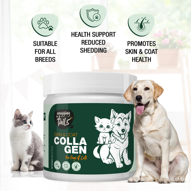 Wagging Tails Collagen Peptide Topper Powder | Skin & Coat + Bone & Joint - 7.05 oz Each | for Dogs & Cats of All Breeds | Easy to Digest | No Added Flavour