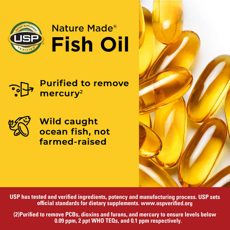 Nature Made Fish Oil Omega 3, 1200 mg Softgels, One Per Day, 100 Softgels | Omega 3 Fish Oil as Ethyl Esters 1200 mg Softgels, EPA DHA Supplement for Healthy Heart, Brain, Eye Support, 100 Day Supply