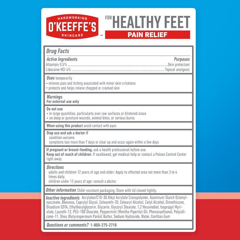 O'Keeffe's for Healthy Feet Pain Relief Skin Protectant Cream; 3 Ounce Tube (Pack of 1); Foot Pain Relief Cream; Cooling Foot Cream - BeesActive Australia