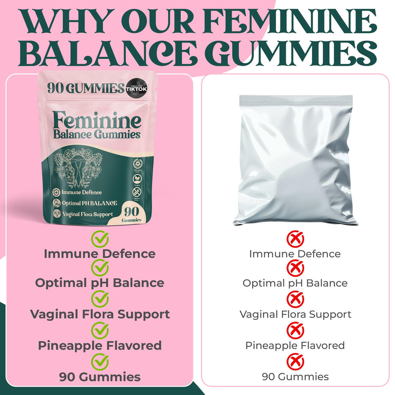 Feminine Balance Gummies - for Women’s Health & Wellness - Immune Support - Vegan, Gluten-Free - Hawaiian Pineapple (Pack of 2) Pack of 2