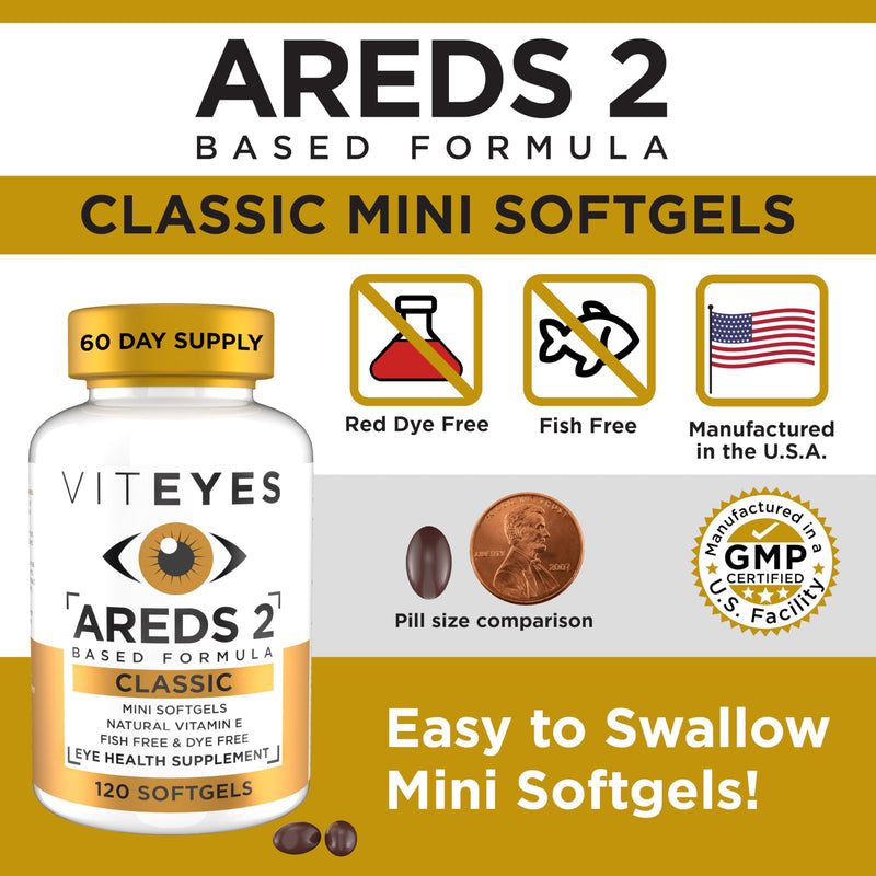 VITEYES® AREDS 2 Softgels, 120 Count - Single Daily Dose Eye Vitamin 120 Count (Pack of 1)
