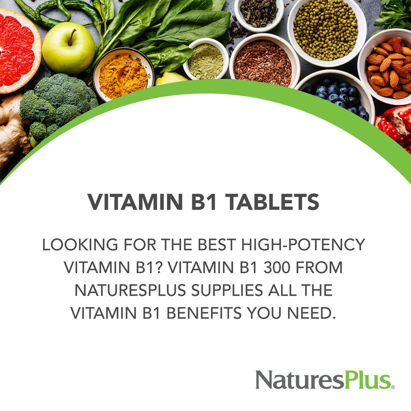 NaturesPlus Vitamin B1 300 mg - 90 Sustained Release Tablets - Mega-Dose Thiamin - Energy Support - Vegetarian, Gluten Free - 90 Servings