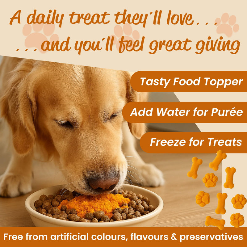 Pumpkin Powder for Dogs & Cats, 100% Natural Fibre Food Topper and Tasty Treat Rich in Prebiotics for Digestive Gut Health, Loose Stools, Made in UK (300g)