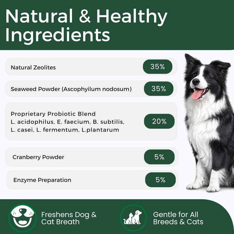 Dog Teeth Cleaning Powder for Dogs & Cats, Dental Powder for Plaque & Tartar Control, Fresh Breath Oral Care, No Brushing Needed, 150g
