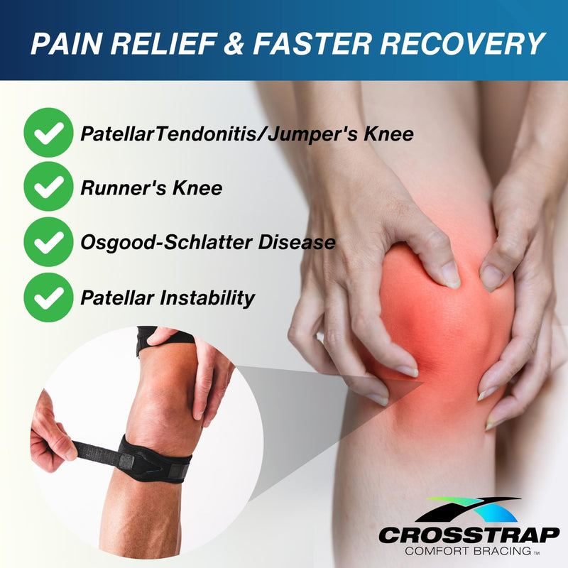Stabilizing Patella Knee Strap | Patella Tendon Brace for Running, Cycling, Hiking, and Sports | Pain Relief and Support, Knee Stabilizer Brace For Exercise Black 1 Strap (Large) - BeesActive Australia