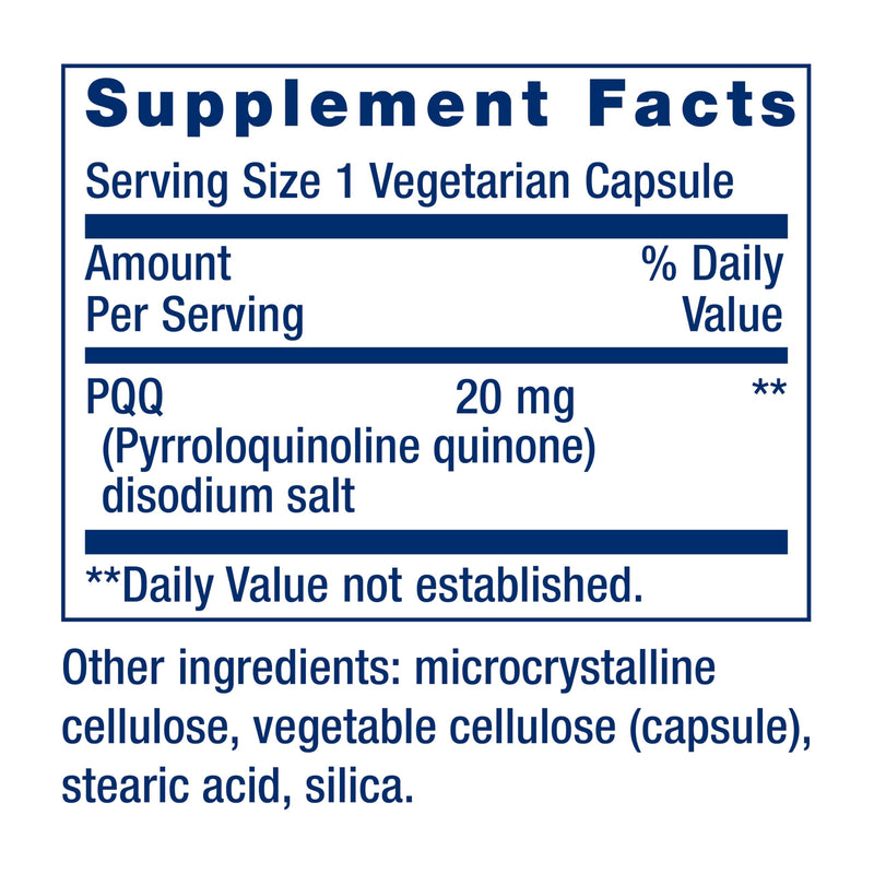 Life Extension PQQ, pyrroloquinoline Quinone, 20 mg, Promotes The Growth of New Mitochondria, Gluten-Free, Non-GMO, Vegetarian, 1 Daily, 30 Capsules | Pyrroloquinoline Quinone Promotes Cellular Energy & Mitochondrial Health, Take 1 Daily, Gluten-Free, ...