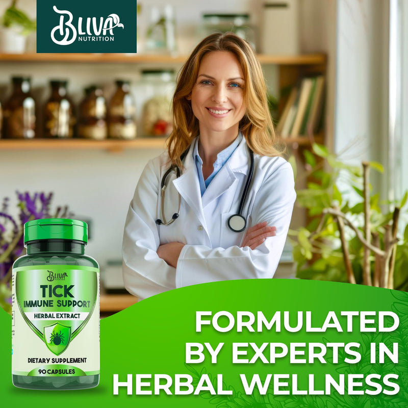 BLIVA Tick Immune Support Supplement - Japanese Knotweed, Cat's Claw, Chinese Skullcap, Cryptolepis - Advanced Tick Herbal Complex Formula - 90 Vegan Capsules