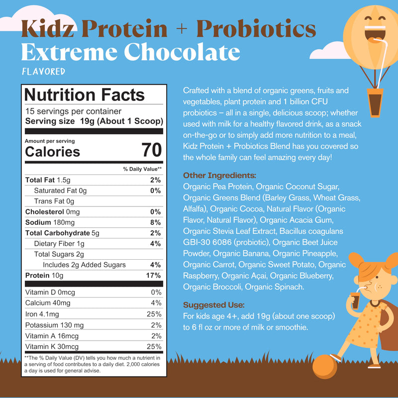 Amazing Grass Kidz Superfood Vegan Protein, Extreme Chocolate, 15 Servings Protein Chocolate 10 Ounce (Pack of 1)