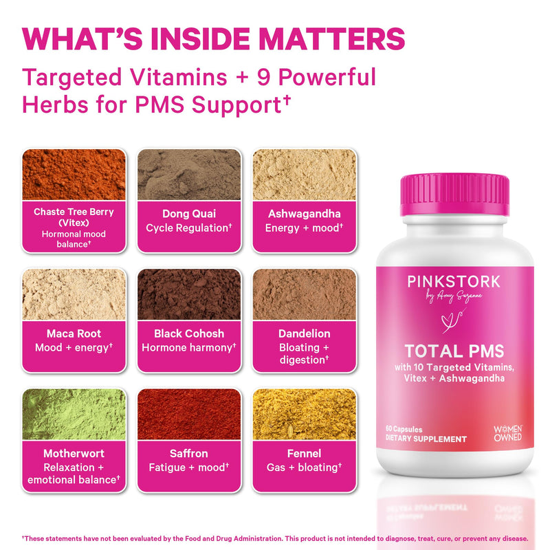 Pink Stork PMS Support Trio: Period Comfort Supplements