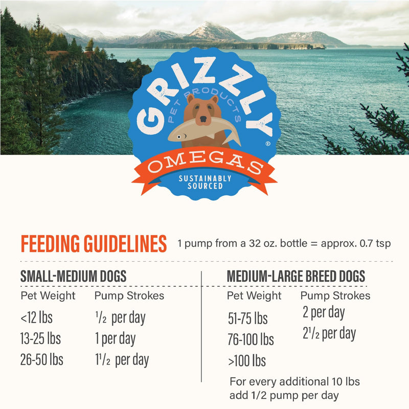 Grizzly Pet Products Salmon Plus Omega 3-6-9 Food Supplement for Dogs and Cats, 32 Ounce