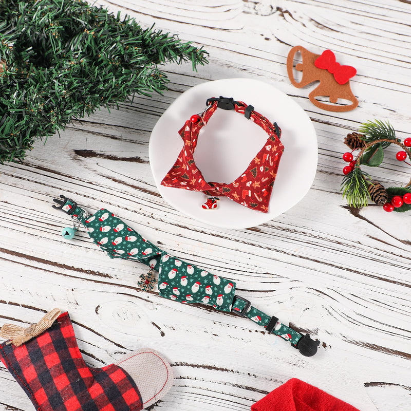 2pcs Christmas Kitten Collars, Christmas Cat Collar Breakaway Cat Collars Santa Candy Snowflake Red Green Cat Collars Cute Holiday Cat Collar Xmas Accessories for Pets - BeesActive Australia