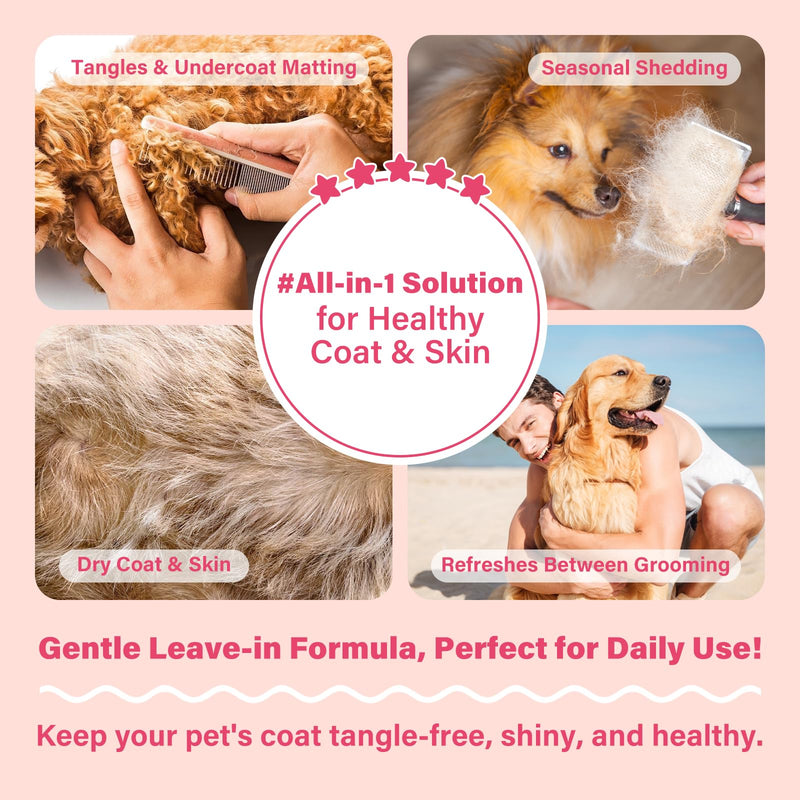 Dog Detangler & Dematting Spray - Leave-in Formula, Baby Powder Scent | Infused with Coconut Oil, Jojoba Oil, and Squalane for Easy, Tangle-Free Grooming - 3.38 fl. oz - BeesActive Australia