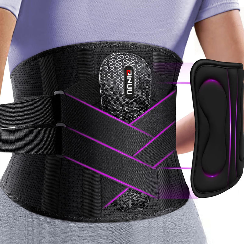 Dual X-Back Brace for Lower Back Pain Women Men, 8X Powerful Lumbar Support Belt with Bionic Support System, Breathable Mesh Design, Adjustable Back Support Belt with 3D Lumbar Pad for Sciatica, Heavy Lifting, Work(Black, L) Large(Waist:37-42.9 Inch) - BeesActive Australia