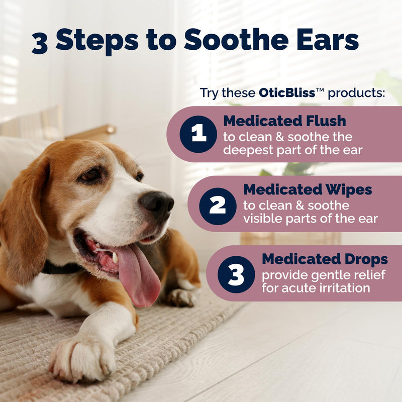 Oticbliss Ear Care Bundle with Cleaning & Drying Ear Finger Mitts 50 Ct. and Vet-Strength Ear Infection Drops with MicroSilver for Cat & Dog Ear Cleaning, Drying, & Ear Infections