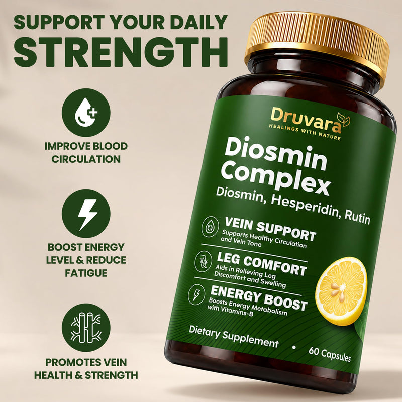 Diosmin Hesperidin with Rutin & B Vitamins | Vein Support Supplement for Leg Comfort, Healthy Circulation, Vein Strength & Improved Mobility - 60 Capsules