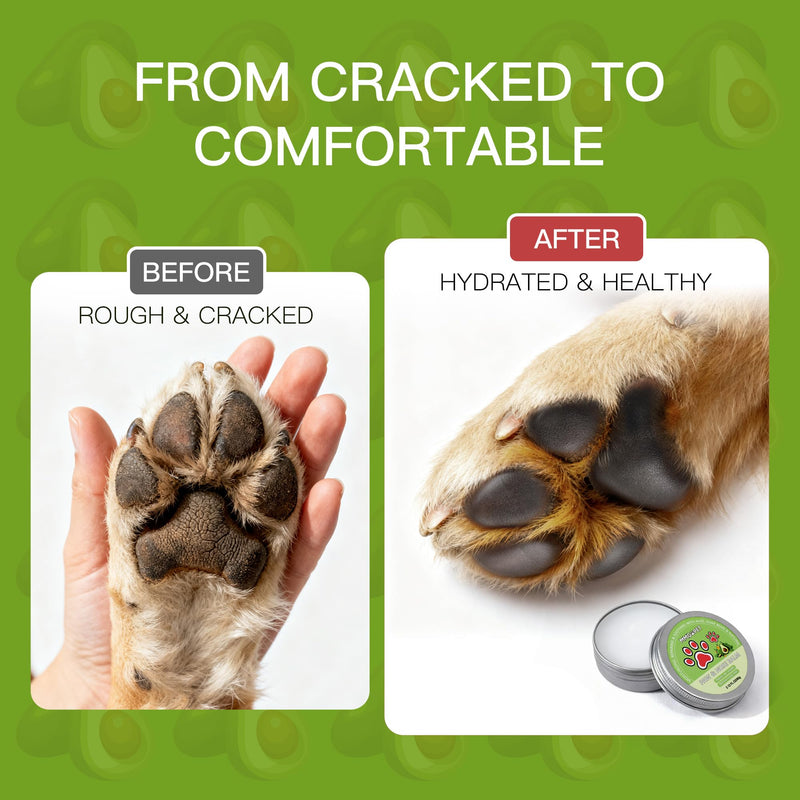 Paw Balm for Dogs and Cats, Paw Pad Balm with Avocado Oil & Witch Hazel, 2.1 oz Beeswax Paw Cream for Dry, Cracked Pads, Lick-Safe Pet Paw Care - with 2 Pack Pet Wipes 2.1 oz +2-pack pet wipes