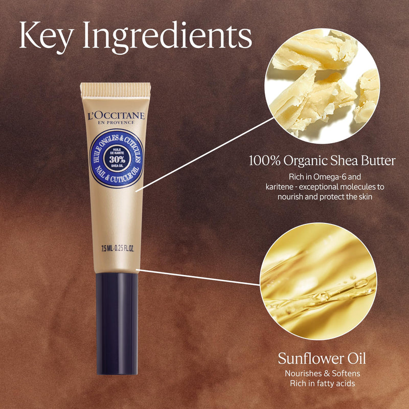L'OCCITANE Shea Nail & Cuticle Oil, Nourishing Brush-On Moisture for Stronger & Healthier Nails, Hydrating Care for Manicures with Almond Oil, Vegan 1 Fl Oz (Pack of 1) NEW