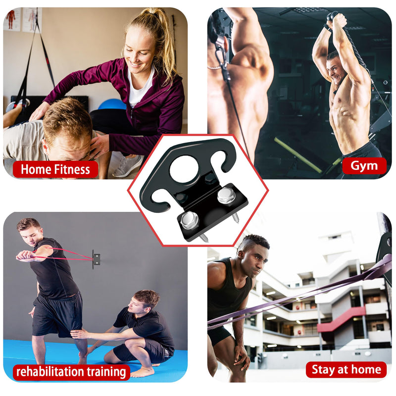 4 PCS Resistance Band Wall Anchors, Exercise Band Wall Anchor, Gym Wall Hooks for Resistance Bands, Workout Wall Mount Anchor for Physical Therapy and Small Space Home - Black