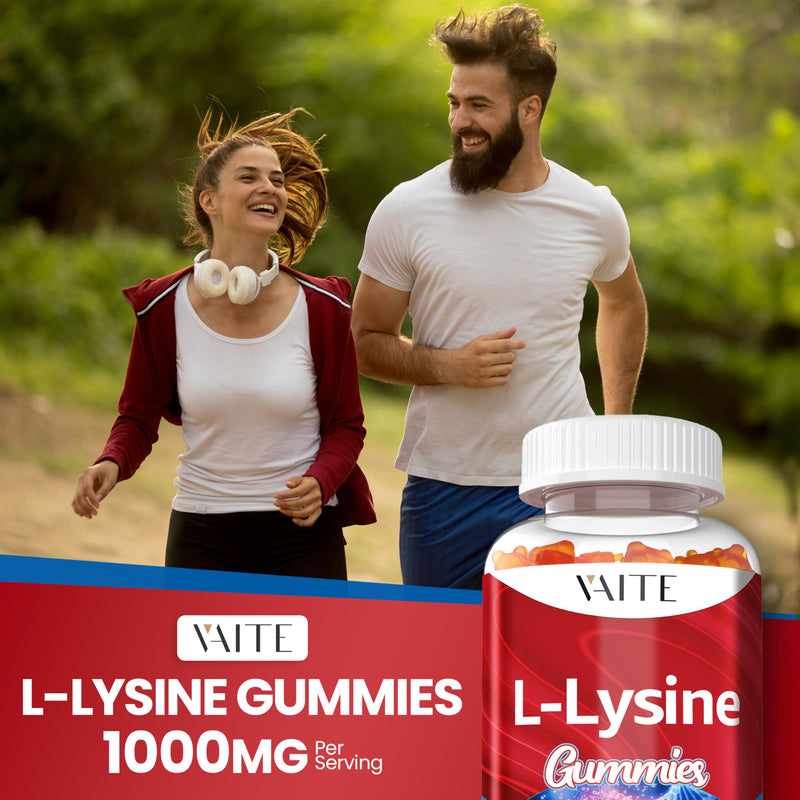 L-Lysine 1000mg Gummies - Supports Skin, Lip, Vegan, Gluten Free, Vitamins for Adults Tissue Health & Immune System, Chewables, Amino Acid Vitamin Supplement & Complex Supplements, Non-GMO 60 Count (Pack of 1) - BeesActive Australia