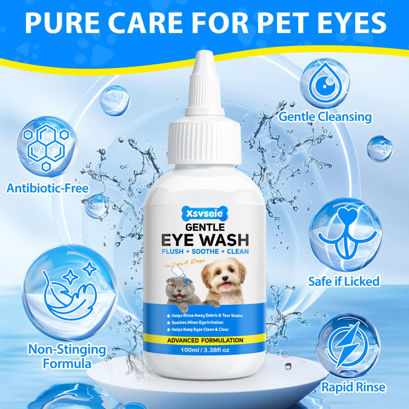 Dog Eye Drops 60ml, Eye Drops for Dog Cat Antibacterial for Infection, Dry, Itchy, Irritated, Gunky & Tear Stain Eyes (1) 1
