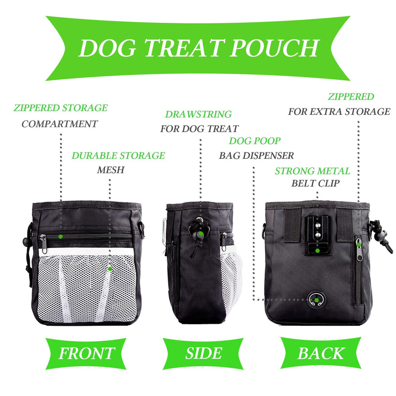 STMK Dog Treat Pouch Dog Clicker Training Kit, Dog Training Treat Pouch Dog Clicker for Training, 3 Ways to Wear Easily Carries Treat Pouches for Pet Training (Black) Black - BeesActive Australia